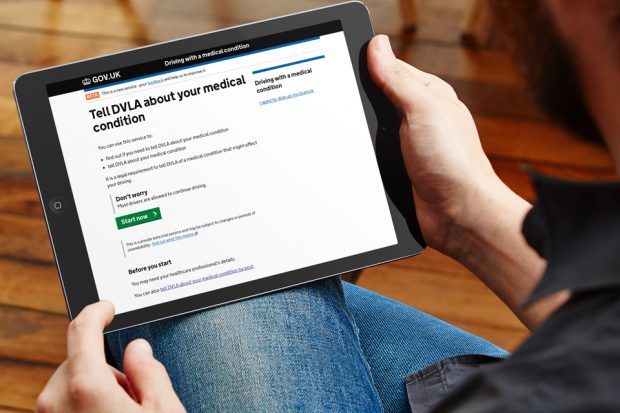 Person using DVLA's new online medical licensing service on a tablet