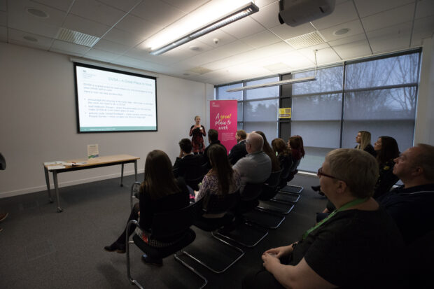 audience watching presentation