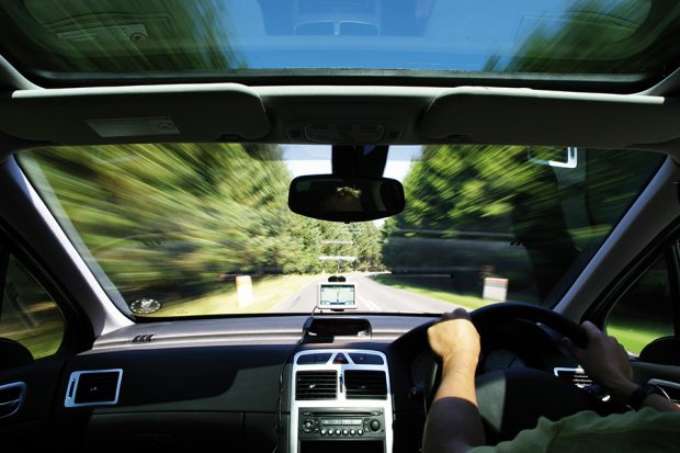 Car driving on a country road