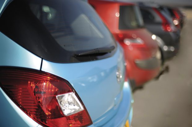 Image of row of parked cars