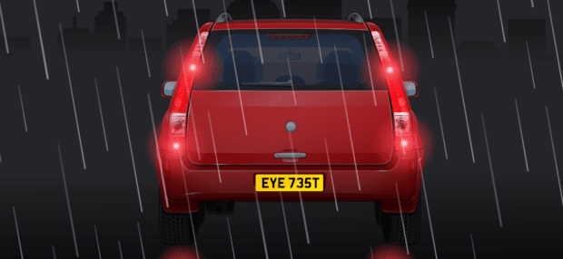 An illustration of a car in the rain