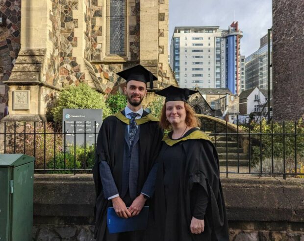 Donna and Tom in their cap and gown.