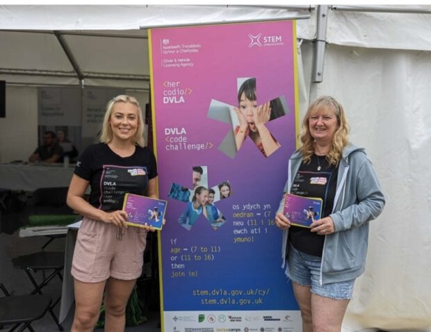 Karen Pitt and her colleague promoting the Code Challenge at the Eisteddfod.